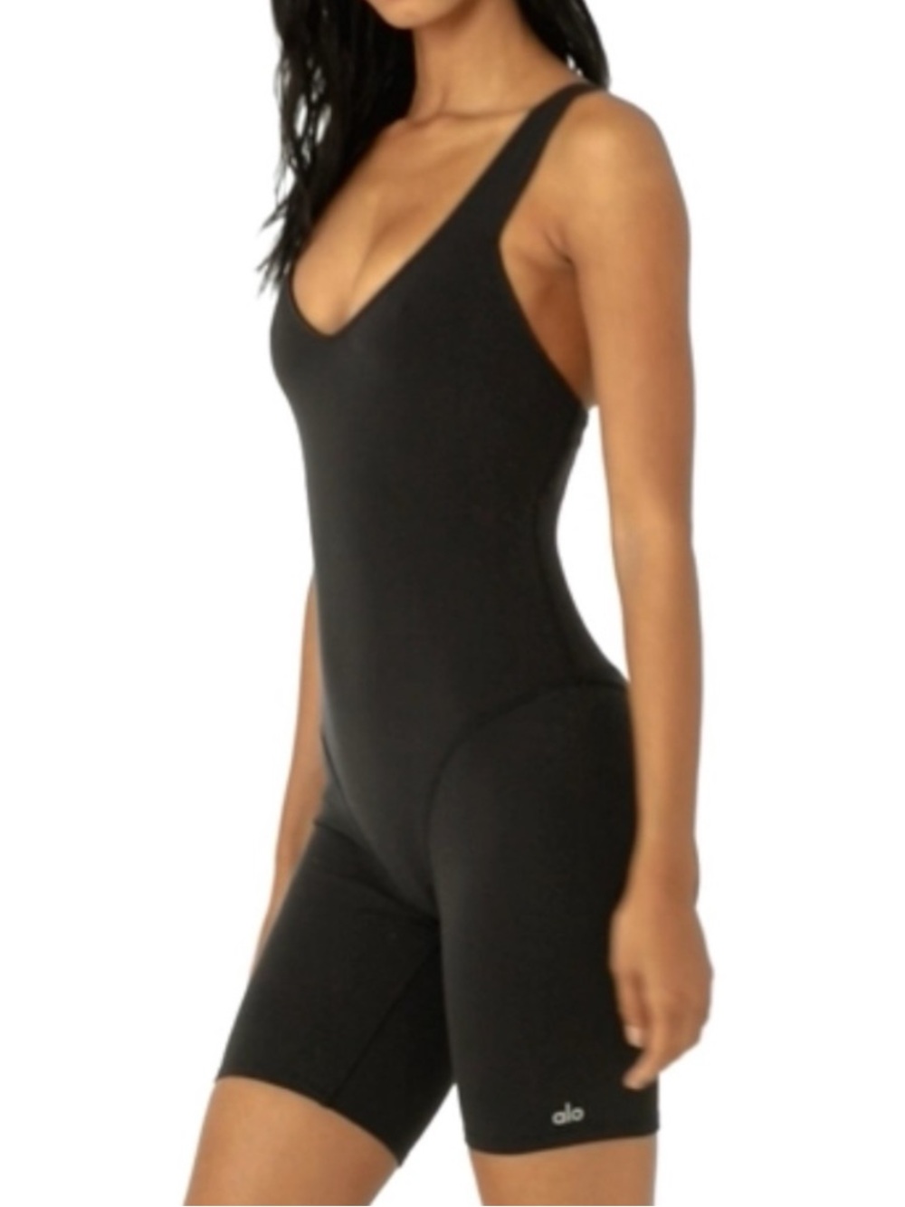 ALO Yoga Black Sculpting Biker Unitard